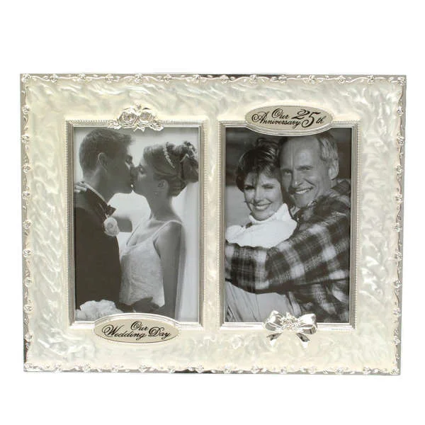 25th Wedding Anniversary Then and Now Picture Frame Afbeelding 1