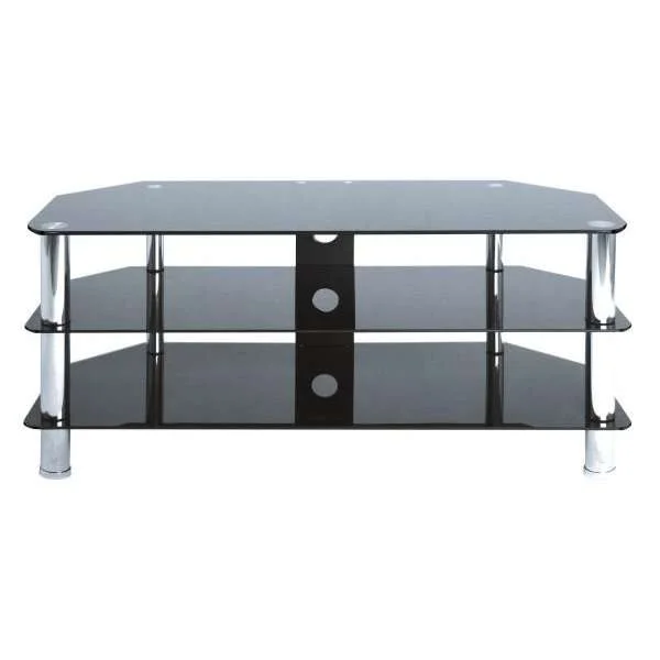 LEVV Black and Chrome TV Stand for up to 50 Inch TVs Afbeelding 1