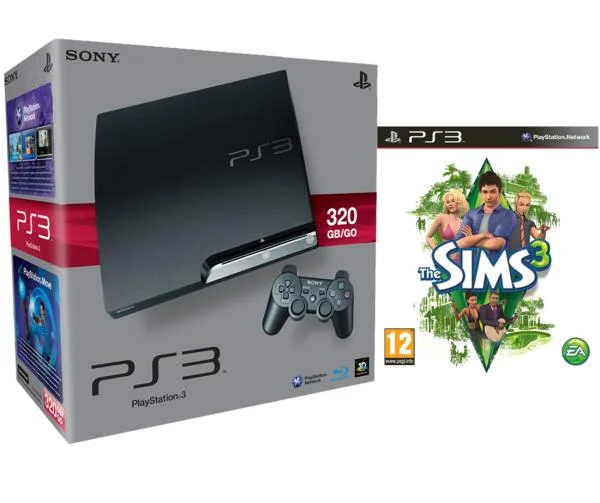 Playstation 3 PS3 Slim 320GB Console: Bundle (Includes The Sims 3) Afbeelding 1