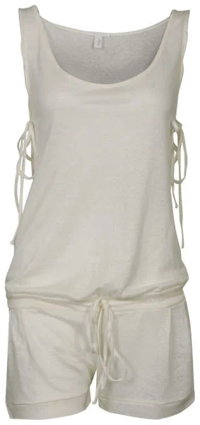 Chloe Women's Linen Playsuit - White - 10 - beige Afbeelding 1