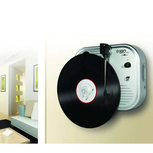 ION Vertical Vinyl Wall Mounted Retro Turntable Afbeelding 1