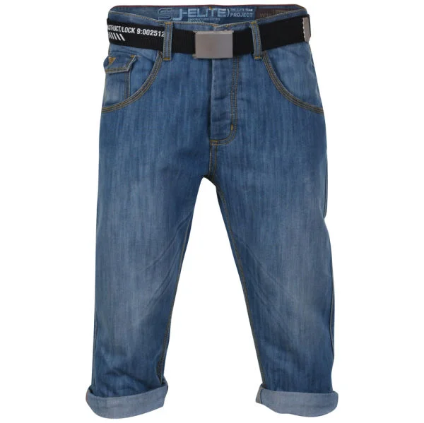 Smith & Jones Men's Belted Trip Denim Shorts - Lightwash - 28 waist - Lightwash Afbeelding 1