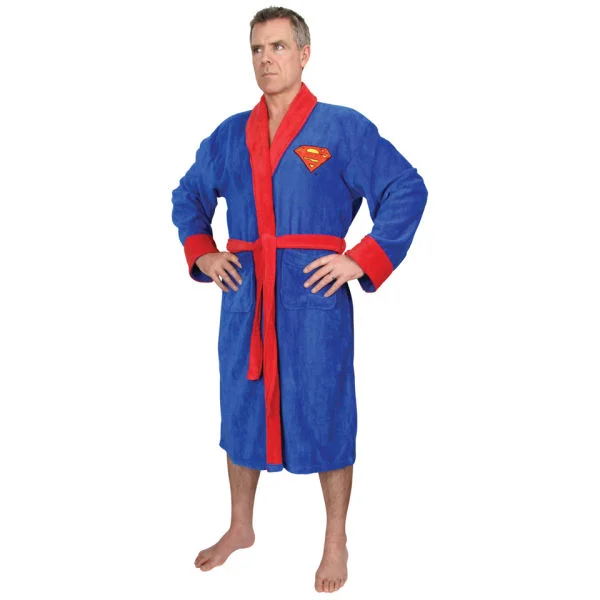 DC Comics Superman Towelling Bathrobe - Blue (One Size) Afbeelding 1