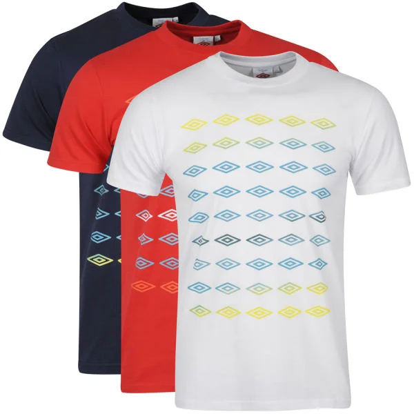 Umbro Men's 3-Pack T-Shirts - White / Red / Dark Navy - S - Multi Afbeelding 1