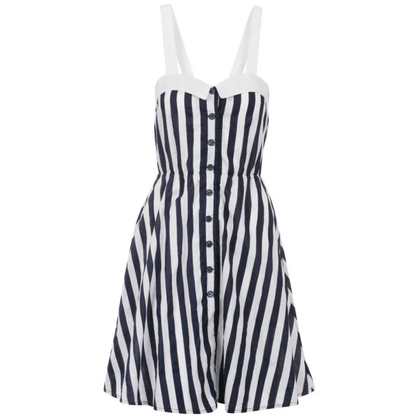Motel Women's Ariel Stripe Sundress - Navy/White - XS - Navy blauw Afbeelding 1
