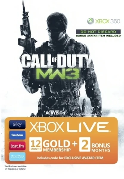 Xbox Live 12 Month Subscription (Call Of Duty: Modern Warfare 3 Themed + 2 Months Free Including Avatar) Afbeelding 1