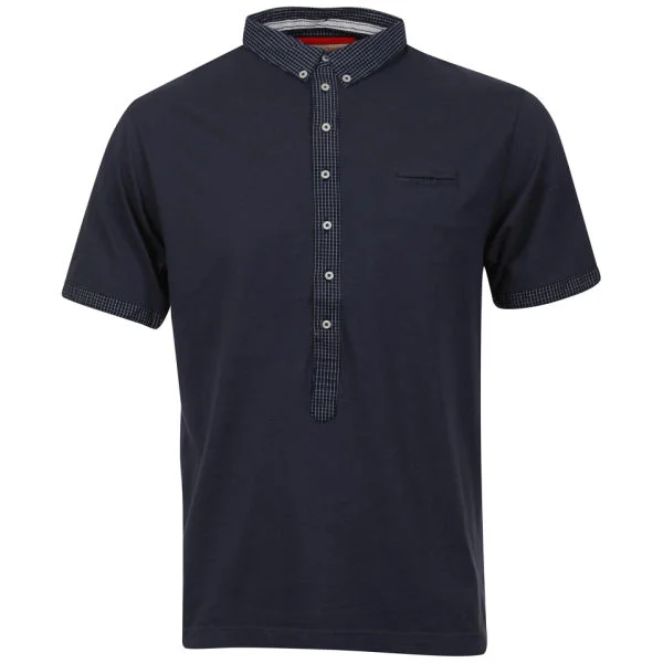 Brave Soul Men's Desha Polo with Contrast Placket - Deep Blue - S - Deep Blue Afbeelding 1