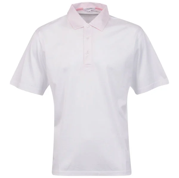 Calvin Klein Men's 3 Button Golf Polo - White/Pink - S - White/Pink Afbeelding 1