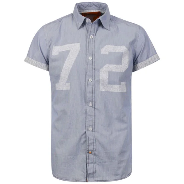 Soul Cal Men's Humanise Short Sleeved Shirt - Blue/White - XS - Blauw/Wit Afbeelding 1