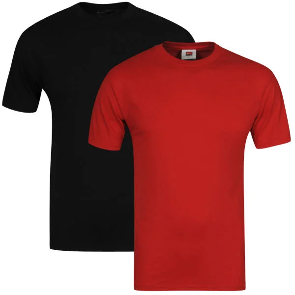 Nike Men's Short Sleeved T-Shirt Black/Scarlett 2-Pack - S - Black/Scarlett Afbeelding 1