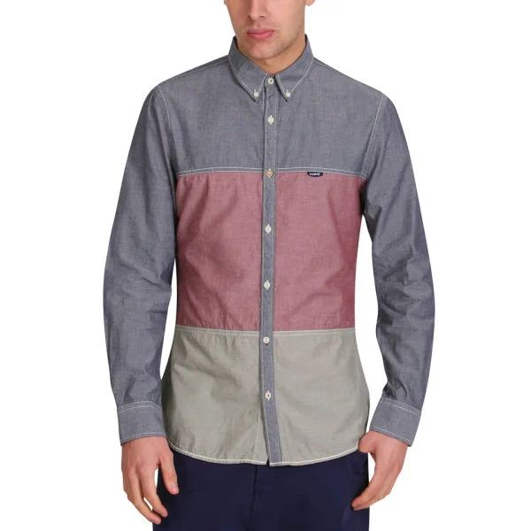 Mas-if Men's Wig Wam Mix Chambray Shirt - Block Colour - S - Block Colour Afbeelding 1