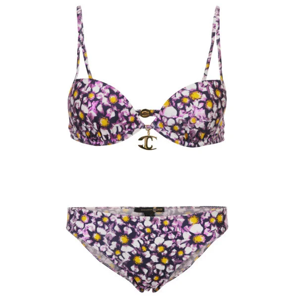 Just Cavalli Women's Pansy Print Bikini - Multi - 8 - Black Multi Afbeelding 1