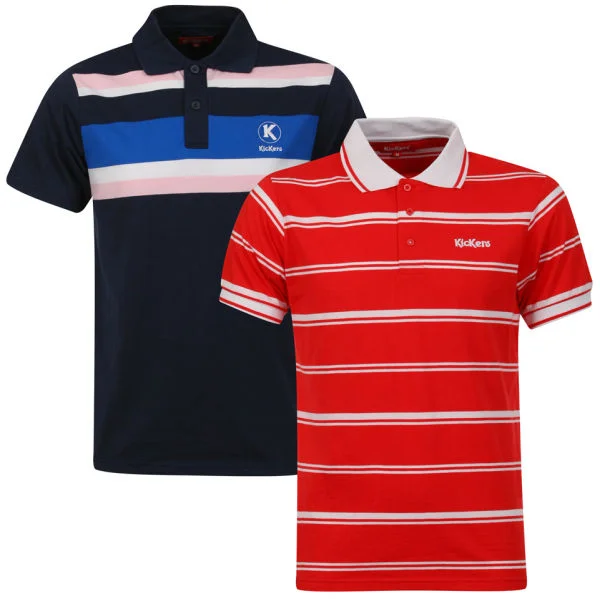 Kickers Men's Kerome 2-Pack Polos - Blue/Red - S Afbeelding 1