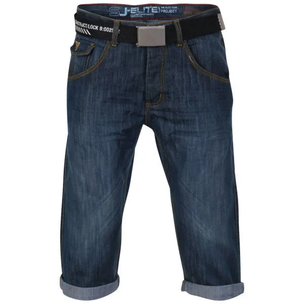 Smith & Jones Men's Belted Trip Denim Shorts - Midwash - 28 waist - Midwash Afbeelding 1