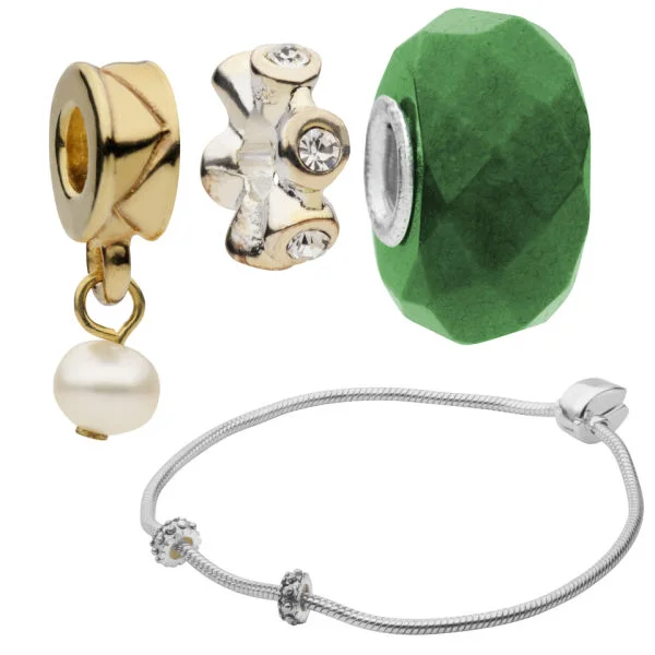 Amadora Silver Bracelet & Three Charm Set Afbeelding 1