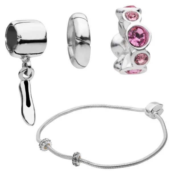 Amadora Silver Bracelet & Three Charm Set Afbeelding 1