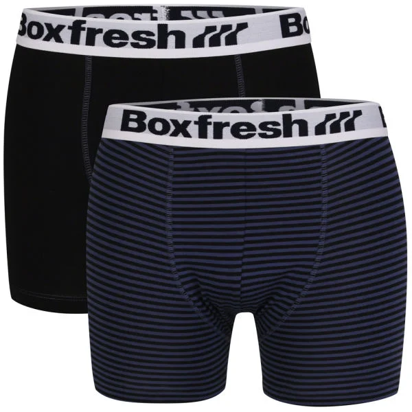 Boxfresh Men's Two Pack Boxers - Black/Blue - S - Black/Blue Afbeelding 1