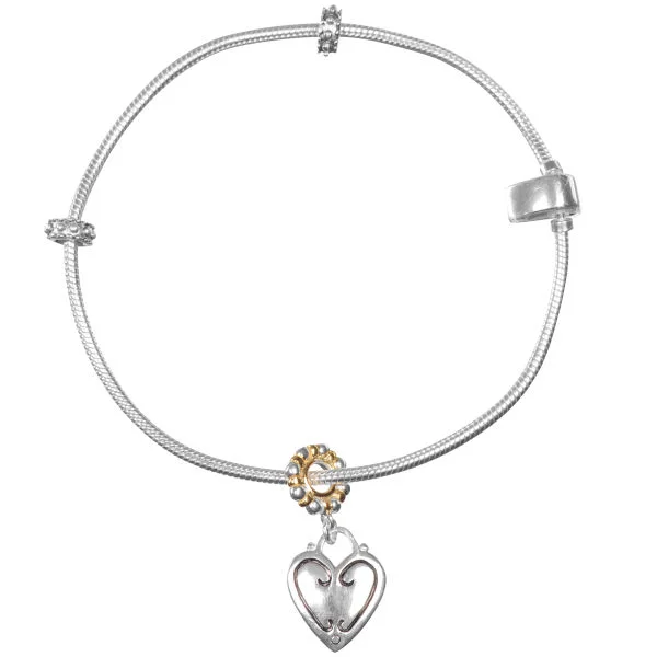 Amadora Sterling Silver Bracelet & Charm Set Afbeelding 1