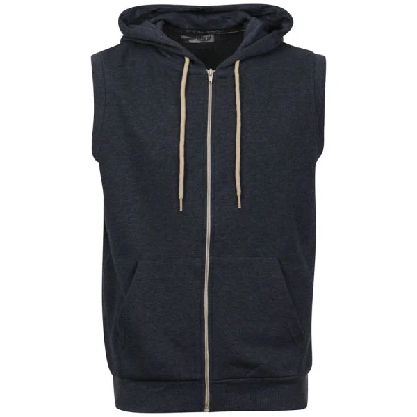 Brave Soul Men's Colombo Zip Thru Sleeveless Hoody - Denim/Ecru - S - Denim/Ecru Afbeelding 1