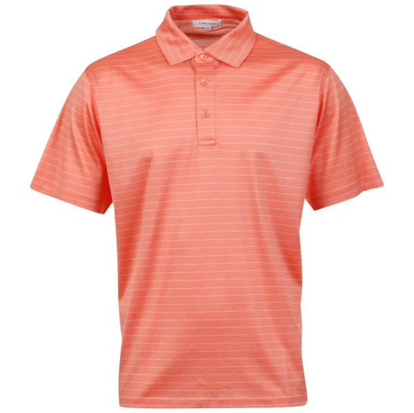 Calvin Klein Men's 3 Button Golf Polo - Coral/White - M - Coral/White Afbeelding 1