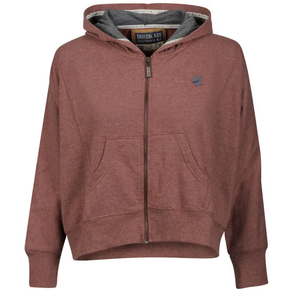 Soul Cal Women's Batwing Hooded Zip - Burgundy Marl - 6 - Burgundy Marl Afbeelding 1