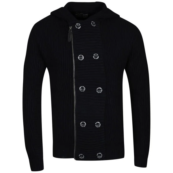 Brave Soul Men's Knitted Double Breasted Cardigan - Navy - S - Navy blauw Afbeelding 1