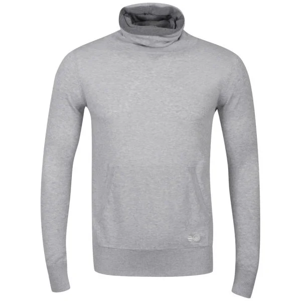 Crosshatch Men's Joansan Cowl Neck Knit - Light Grey Marl - S - Light Grey Marl Afbeelding 1