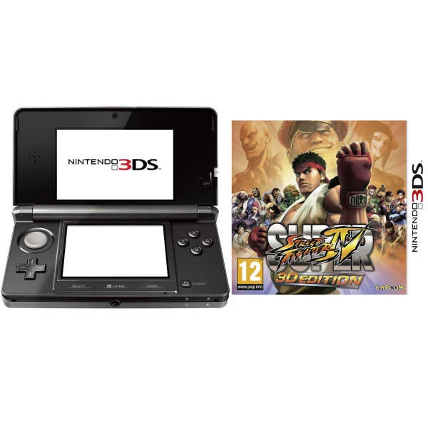 Nintendo 3DS Console (Cosmic Black) Bundle: Includes Super Street Fighter VI: 3D Edition Afbeelding 1