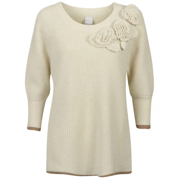 VILA Women's Albo Corsage Knitted Jumper - Cream - XS - beige Afbeelding 1