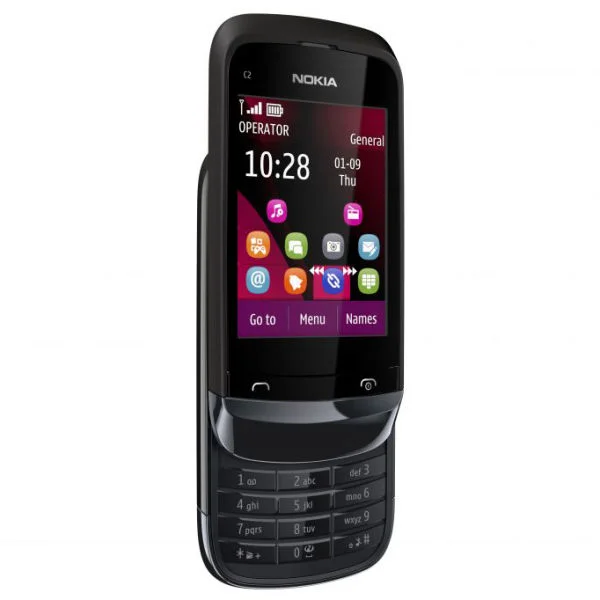 Nokia C2-02 Mobile Phone (Chrome Black) Afbeelding 1