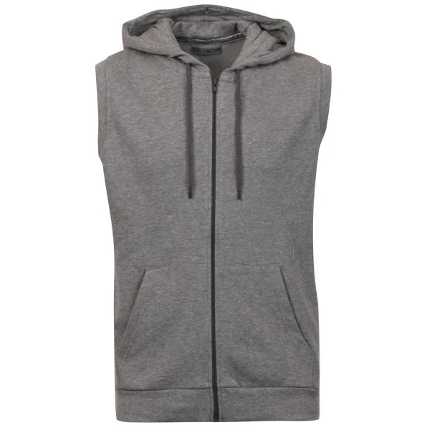 Brave Soul Men's Colombo Zip Thru Sleeveless Hoody - Grey/Charcoal - S - Grey/Charcoal Afbeelding 1