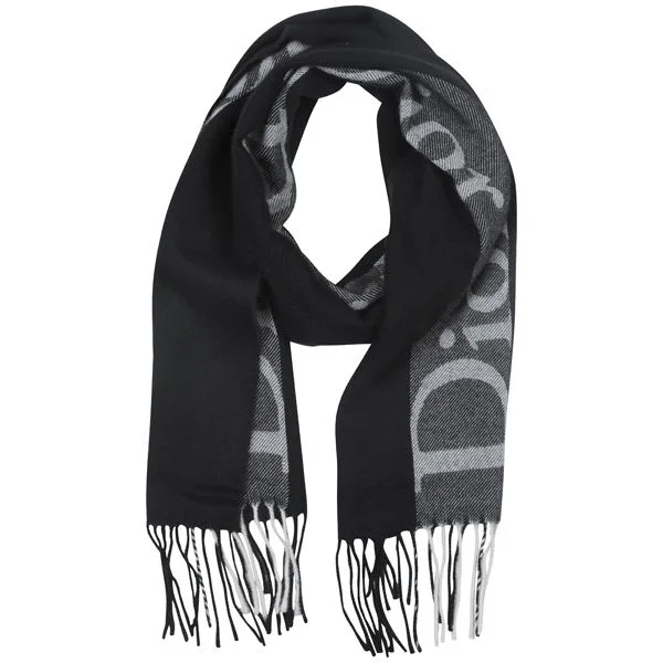 Christian Dior Women's Wool Mix Scarf - Black/White Afbeelding 1