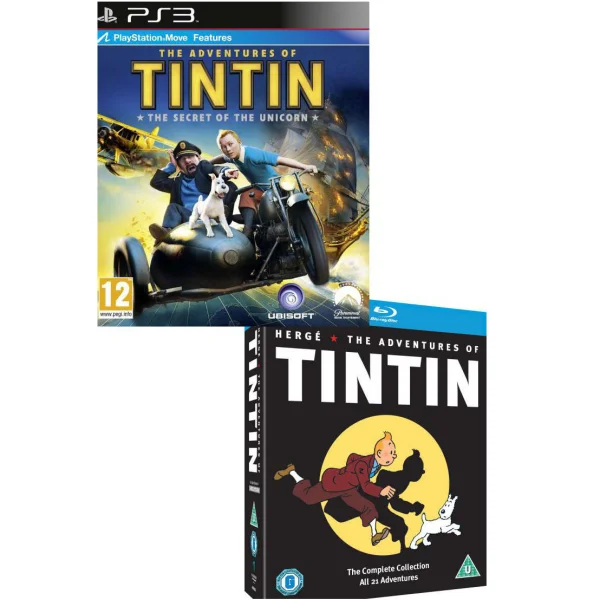 TinTin: The Secret Of The Unicorn Bundle ( With The Adventures of Tintin Blu Ray) Afbeelding 1