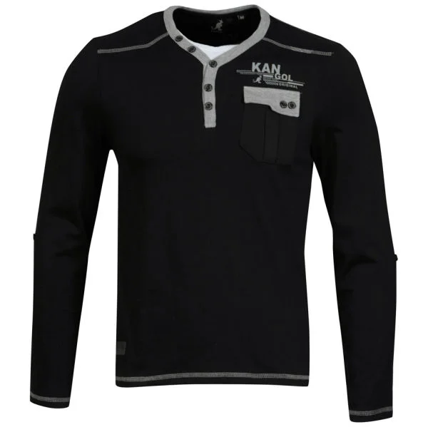 Kangol Men's Trans Jersey Long Sleeved T-Shirt - Black - S - Zwart Afbeelding 1
