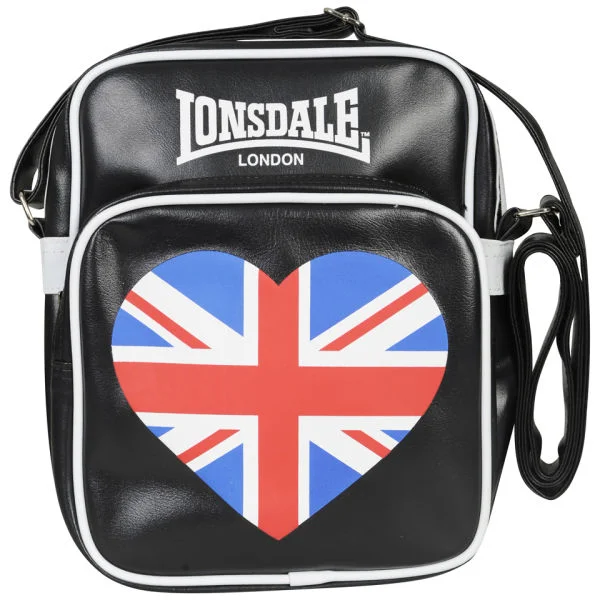 Lonsdale Zip Front Heart Messenger Bag - Black Afbeelding 1