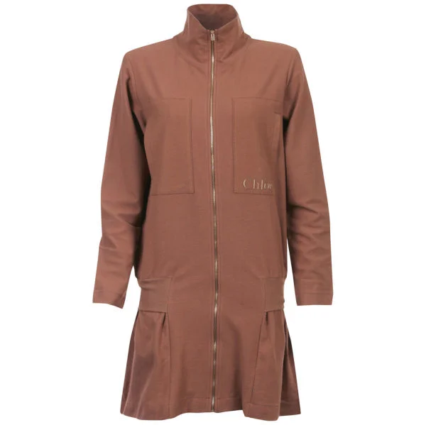 Chloe Women's Long Sleeve Zip Jacket Dress - Brown - 8 - Brown Afbeelding 1