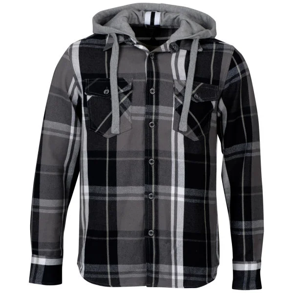 Ringspun Men's Griffin Check Long Sleeve Shirt - Black Check - S - Black Check Afbeelding 1