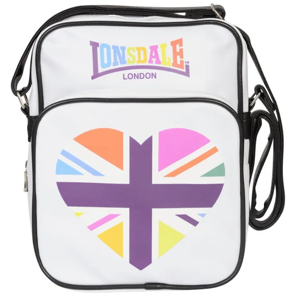 Lonsdale Zip Front Heart Messenger Bag - White Afbeelding 1