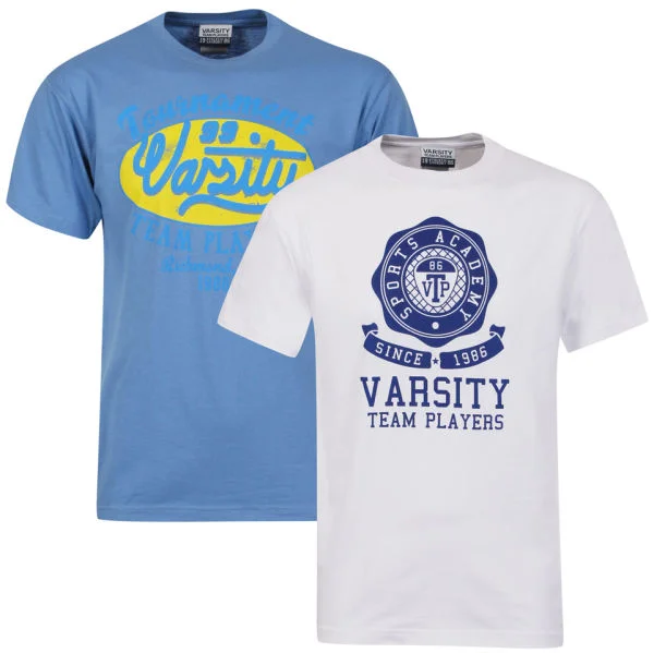Varsity Team Players Men's 2-Pack T-Shirt - White Sophomore/Light Blue Richmond - S - White/Blue Afbeelding 1