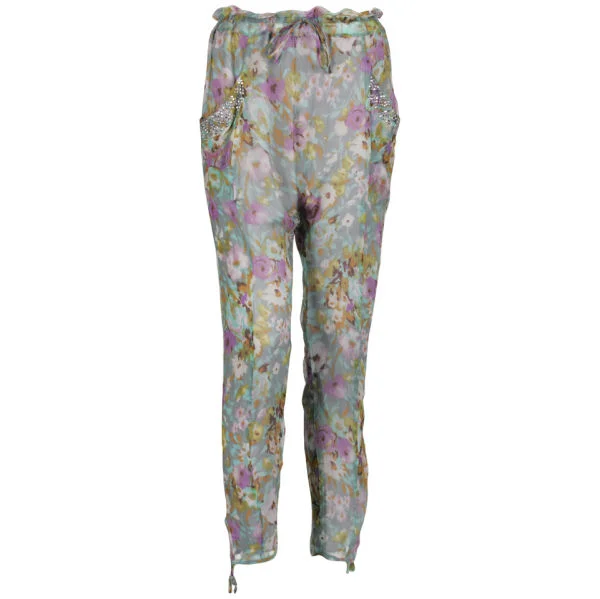 Aryn K Women's Floral Trousers - Mint Multi - S - mint Afbeelding 1