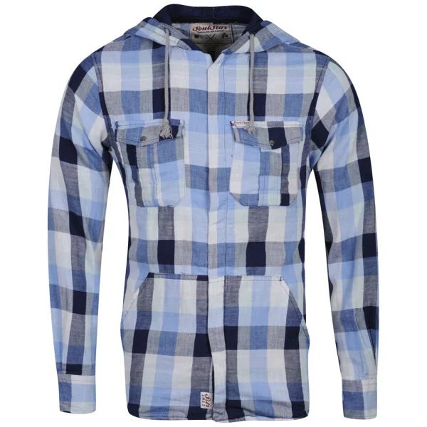 Soul Star Men's Hooded Shirt - Blue - S - Blauw Afbeelding 1