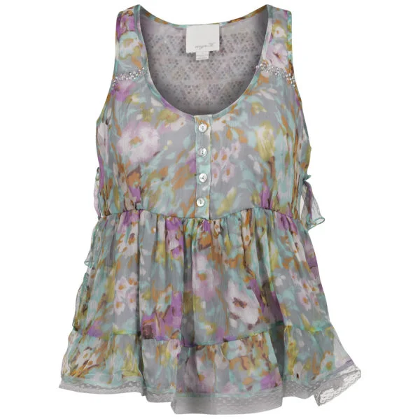 Aryn K Women's Floral Blouse - Mint Multi - S - mint Afbeelding 1