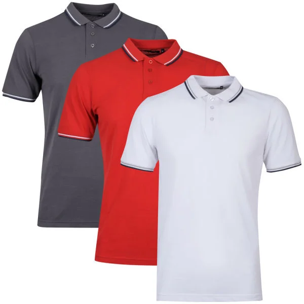 Brave Soul Men's 3-Pack Tip Polo - Red/White/Charcoal - S - Red/White/Charcoal Afbeelding 1