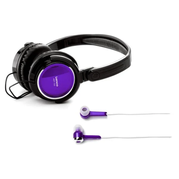 Lenco Headphone & Earphone Bundle - Violet Afbeelding 1
