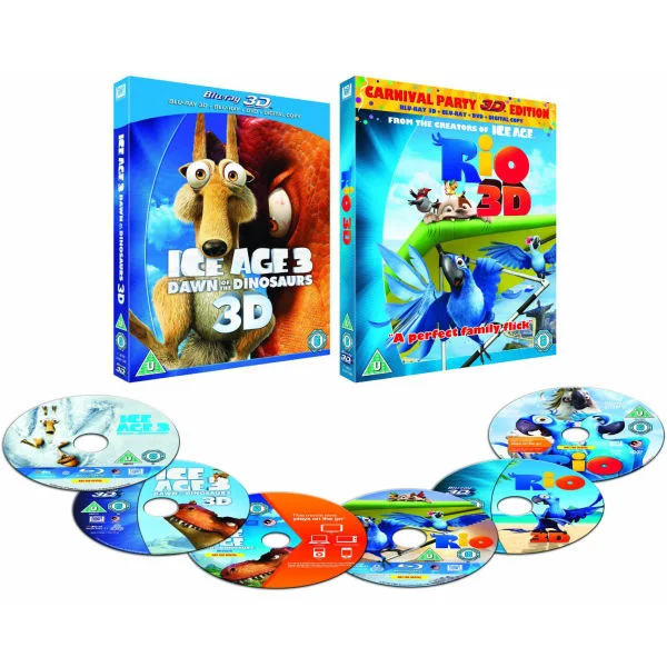 Rio 3D / Ice Age 3 3D (3D Blu-Ray, 2D Blu-Ray, DVD and Digital Copy) Afbeelding 1