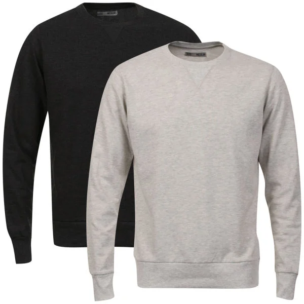 Brave Soul Men's 2-Pack Jones Sweat - Charcoal Marl/Oatmeal Marl - S - Charmarl/Oatmeal Marl Afbeelding 1