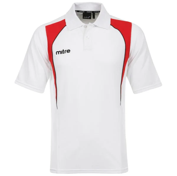 Men's Mitre Warren Polo T-shirt - White/Red - S - Wit Afbeelding 1