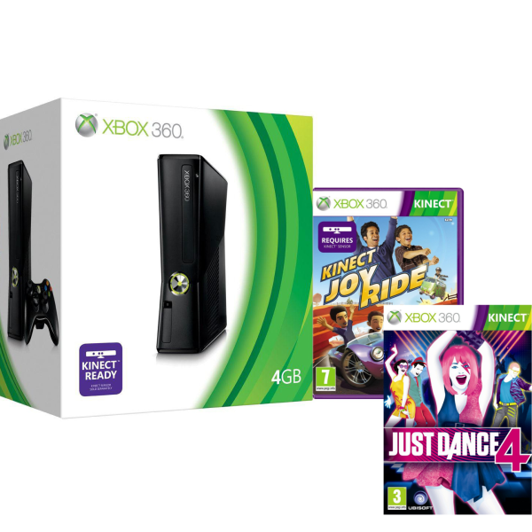 Xbox 360 4GB Bundle With Kinect (Includes Just Dance 4, Kinect: Joy Ride) Afbeelding 1