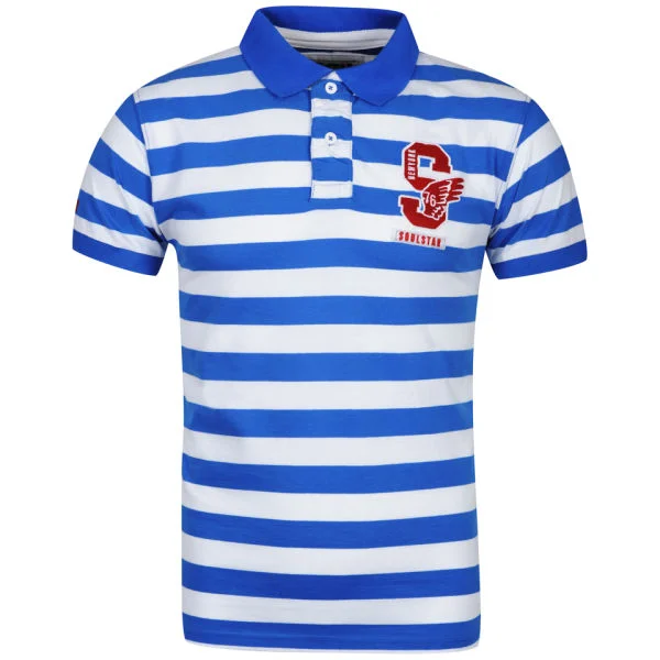 Soul Star Men's Geneva Striped Polo - Royal Blue - S - Royal Blue Afbeelding 1