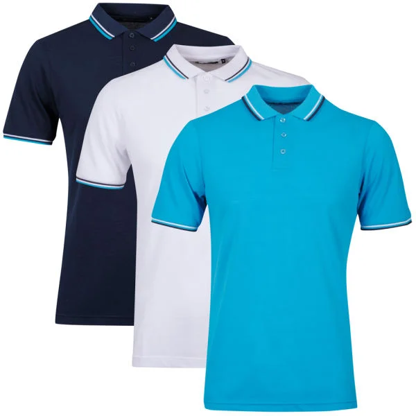 Brave Soul Men's 3-Pack Tip Polo - Teal/White/Navy - S - Teal/White/Navy Afbeelding 1